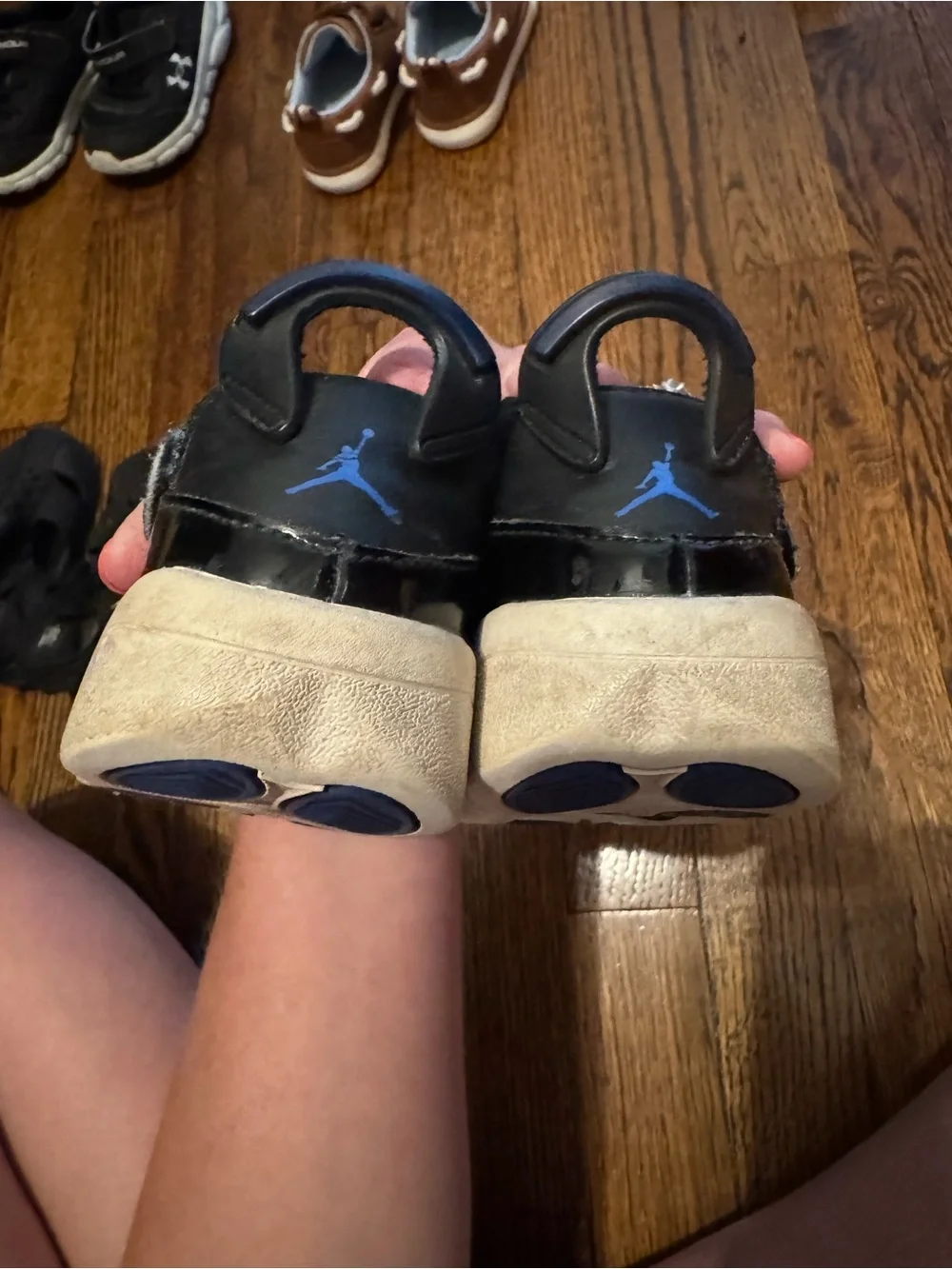 Jordan Kids Black and Blue High-Top Sneakers